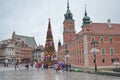 Christmas tree in the center of Warsaw. Warsaw's Castle Square Royalty Free Stock Photo